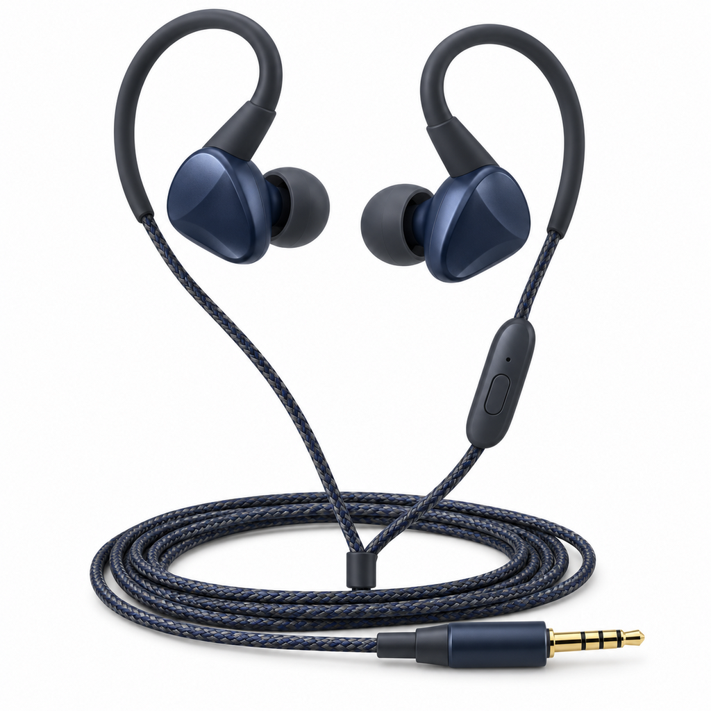 Secure-Hook Wired In-Ear Earphones