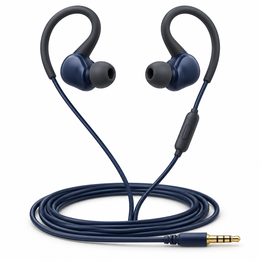 Secure-Hook Wired In-Ear Earphones