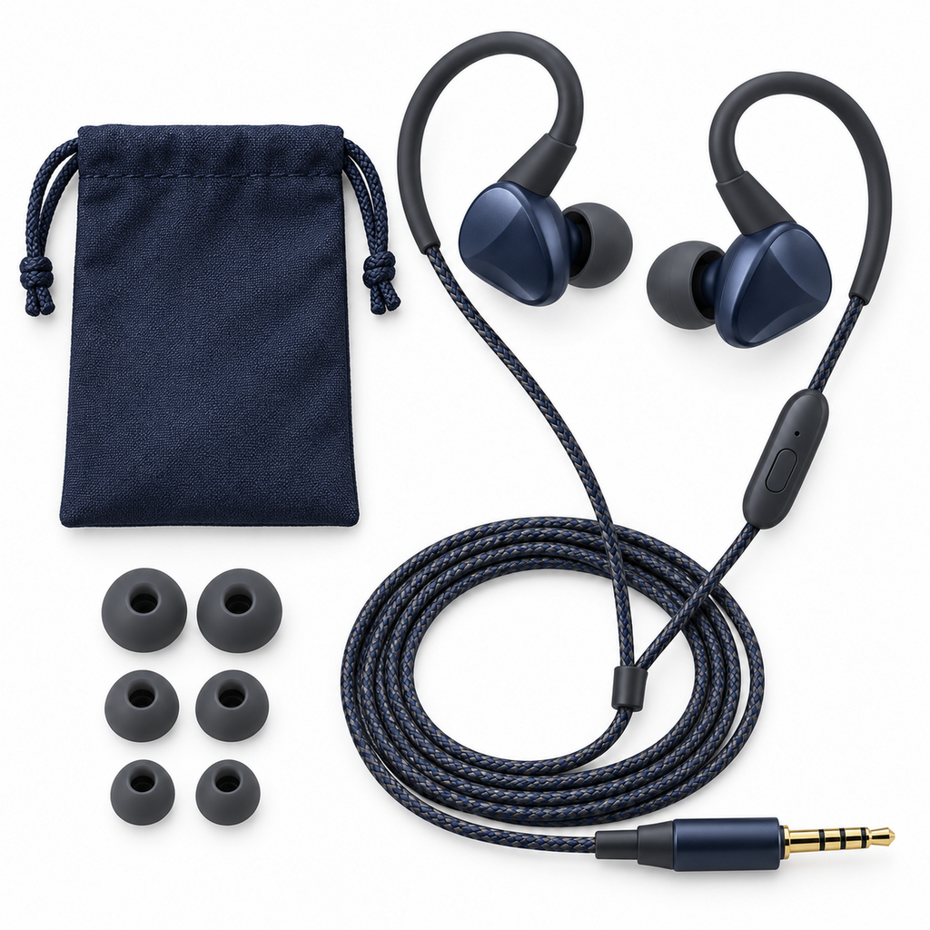 Secure-Hook Wired In-Ear Earphones