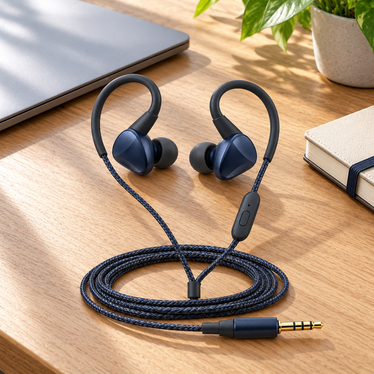 Secure-Hook Wired In-Ear Earphones